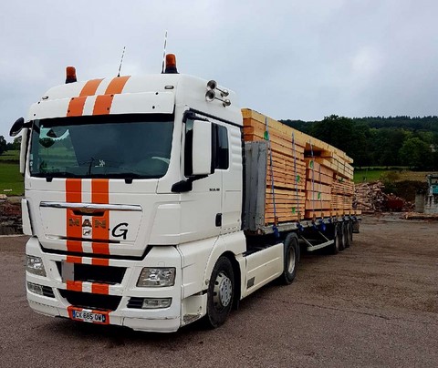 livraison plateau charpente transport